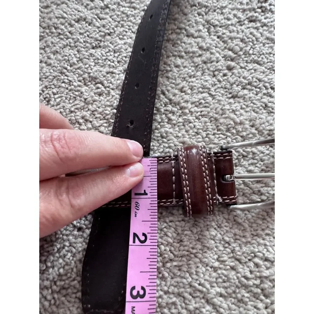 Dockers Brown Leather Belt Men's Waist Size 36 w/ Silver Hardware